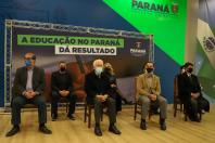 Diretores de 160 escolas estaduais estiveram no Palácio Iguaçu para receber o certificado diamante, premiação criada pela Secretaria do Estado da Educação e do Esporte (Seed-PR) para homenagear as escolas com os melhores desempenhos no Ideb 2019.