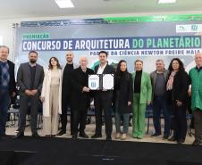 O governador Carlos Massa Ratinho Junior participa nesta segunda-feira (26) do anúncio do vencedor do concurso nacional para seleção do projeto do planetário do Parque da Ciência Newton Freire Maia, em Pinhais