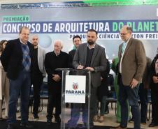 O governador Carlos Massa Ratinho Junior participa nesta segunda-feira (26) do anúncio do vencedor do concurso nacional para seleção do projeto do planetário do Parque da Ciência Newton Freire Maia, em Pinhais