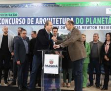 O governador Carlos Massa Ratinho Junior participa nesta segunda-feira (26) do anúncio do vencedor do concurso nacional para seleção do projeto do planetário do Parque da Ciência Newton Freire Maia, em Pinhais