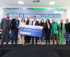 O governador Carlos Massa Ratinho Junior participa nesta segunda-feira (26) do anúncio do vencedor do concurso nacional para seleção do projeto do planetário do Parque da Ciência Newton Freire Maia, em Pinhais