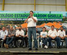 O governador Carlos Massa Ratinho Junior inaugurou nesta terça-feira (11) a nova unidade do Colégio Estadual Jardim Gisella, em Toledo, no Oeste do Paraná. 