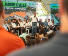 O governador Carlos Massa Ratinho Junior inaugurou nesta terça-feira (11) a nova unidade do Colégio Estadual Jardim Gisella, em Toledo, no Oeste do Paraná. 