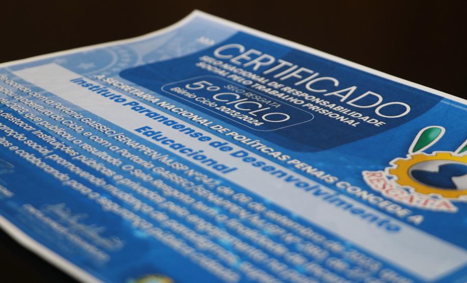 Paraná recebe Selo Resgata por três iniciativas com pessoas privadas de liberdade