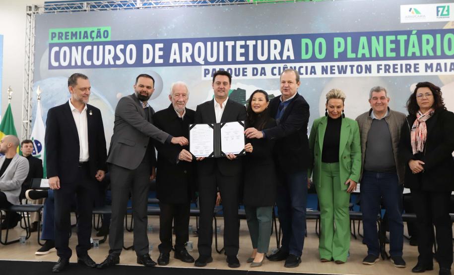 O governador Carlos Massa Ratinho Junior participa nesta segunda-feira (26) do anúncio do vencedor do concurso nacional para seleção do projeto do planetário do Parque da Ciência Newton Freire Maia, em Pinhais
