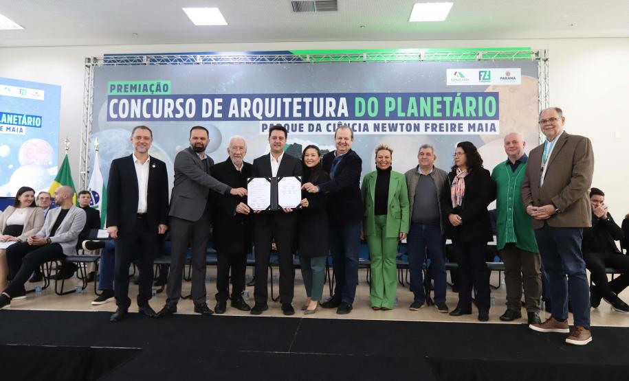 O governador Carlos Massa Ratinho Junior participa nesta segunda-feira (26) do anúncio do vencedor do concurso nacional para seleção do projeto do planetário do Parque da Ciência Newton Freire Maia, em Pinhais